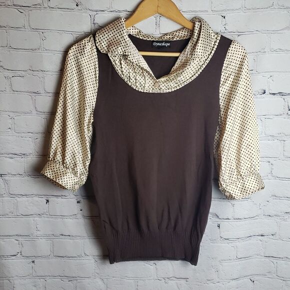 Vintage Dynashape Polkadot Blouse - Picture 1 of 8